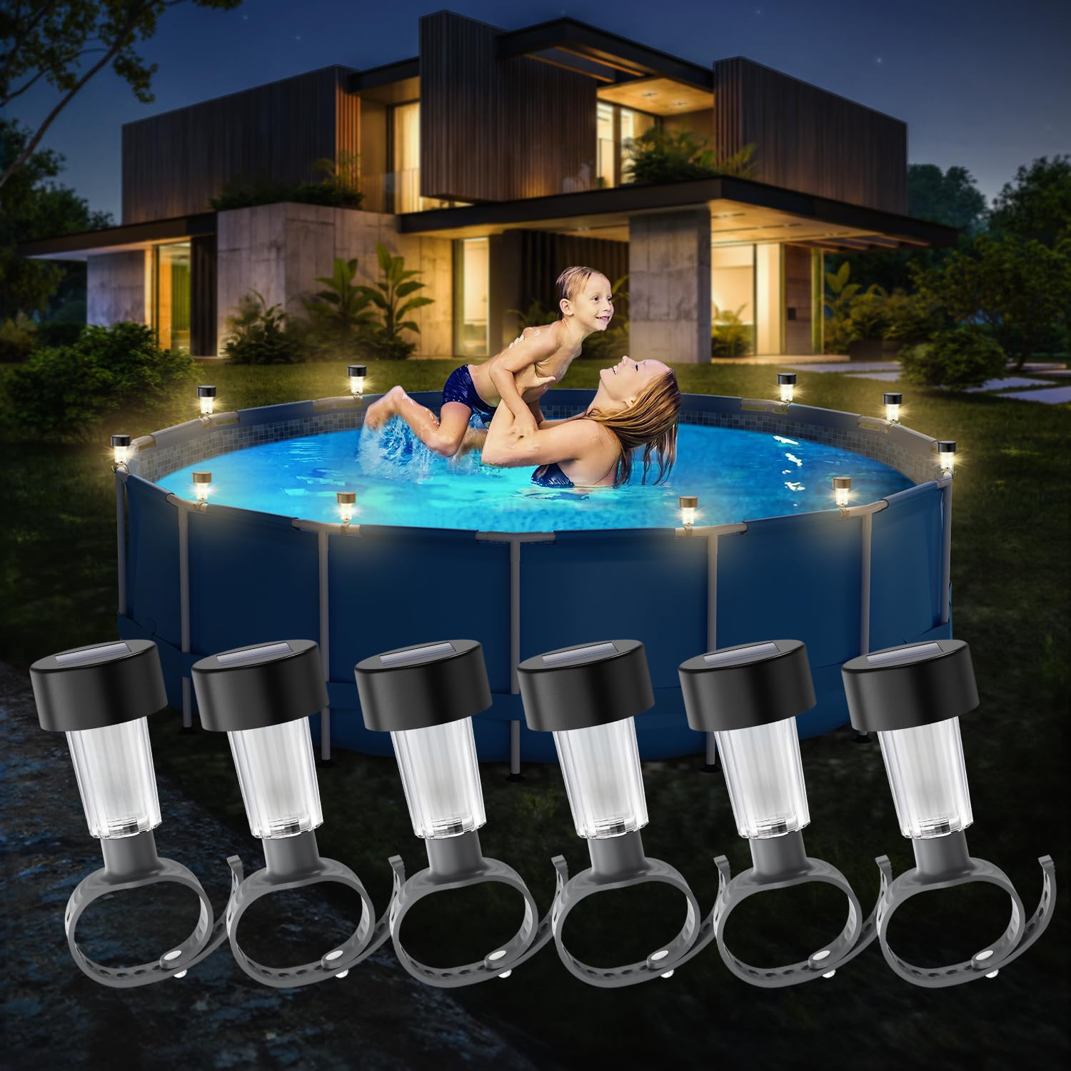 Outdoor Lighting On Fence - 6 paquetes de marco de luz