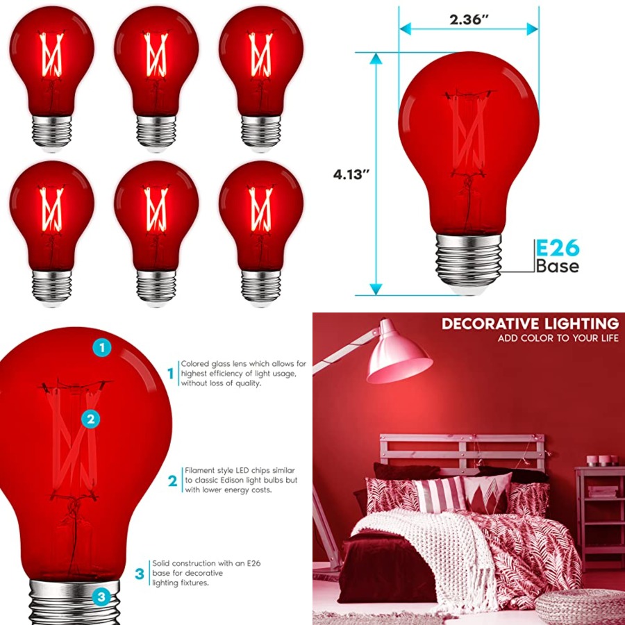 Outdoor Lighting And Decor - Bombillas LED Edison A19, Equivalente a