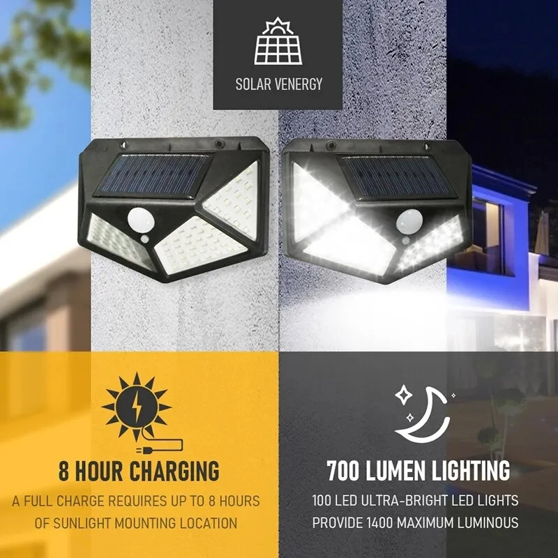 Outdoor Lighting With Motion Sensor - Lámpara Solar multifuncional de 100Led, decoración