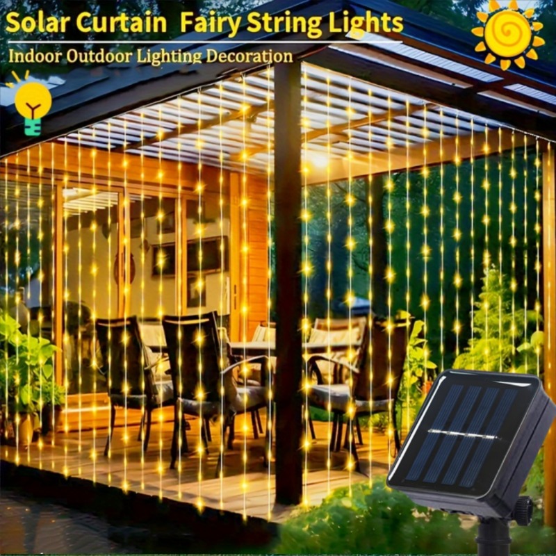 Outdoor Lighting On Fence - Luces de cortina solares 100/200/300 luces