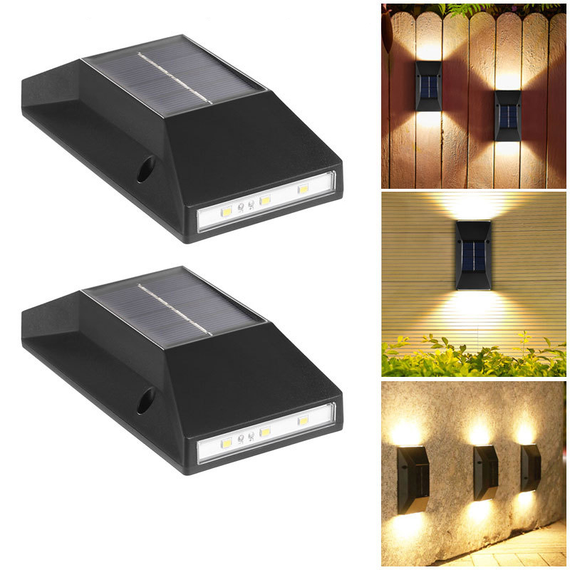 Outdoor Lighting On Fence - Lámparas Solares de Pared con 6