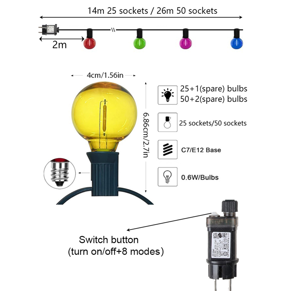 Guirnalda de Luces LED G40 de  - Outdoor Lighting On Fence reseña y precio
