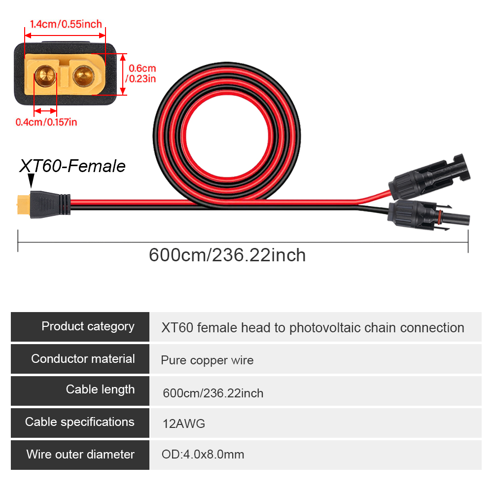 Cable de carga Solar XT60-F ad - Outdoor Lighting Extension Cable reseña y precio