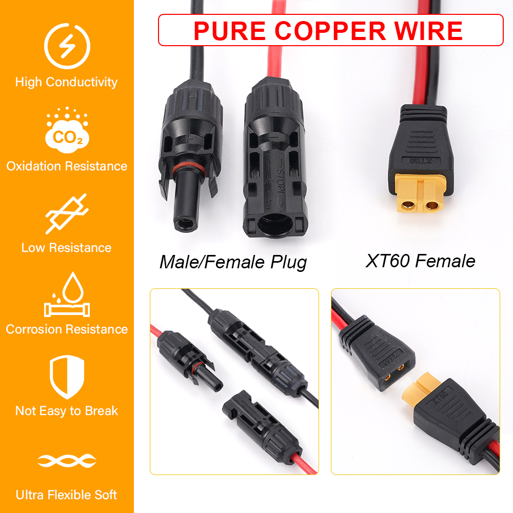 Cable de carga Solar XT60-F ad - Outdoor Lighting Extension Cable reseña y precio