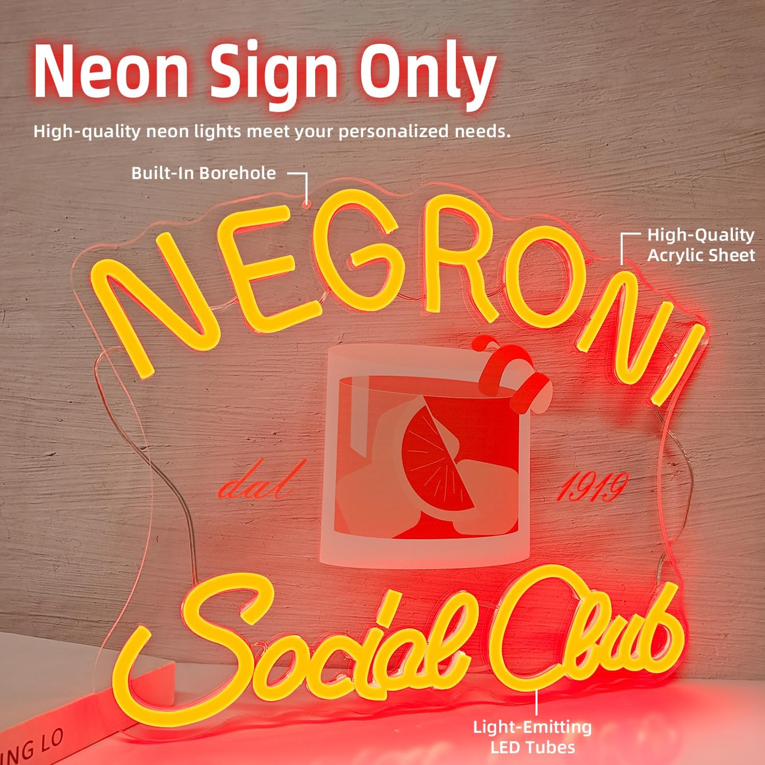 Letrero LED de Neón Negroni So - Outdoor Lighting And Decor reseña y precio